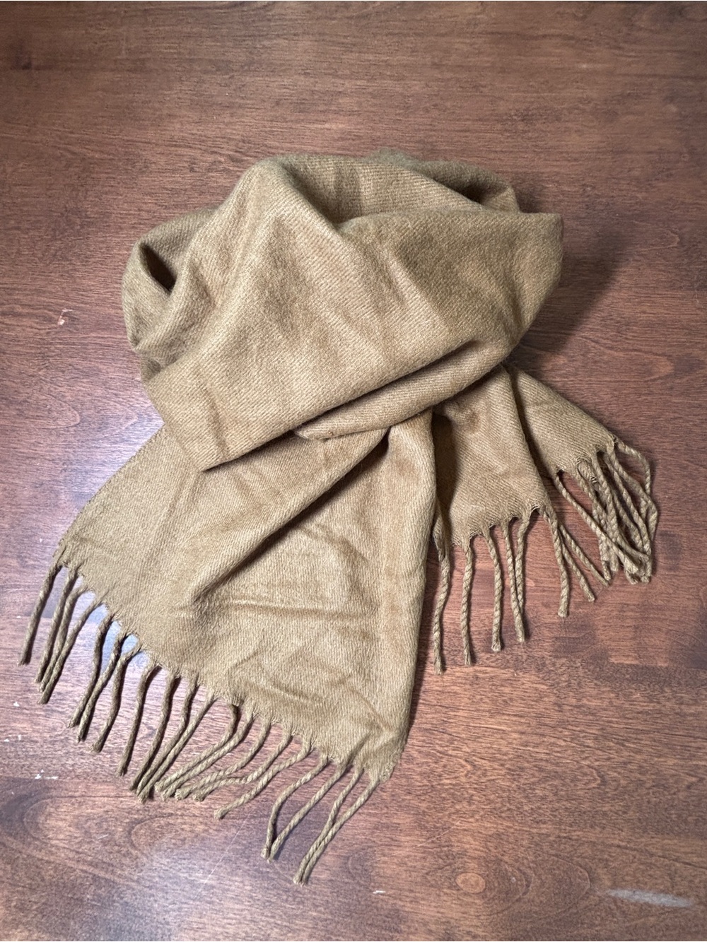 Dior Olive-Tan Fringe Scarf
